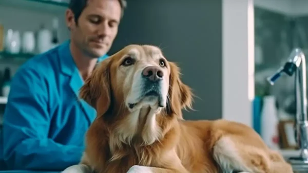 Veterinario con un perro