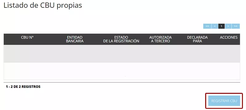 Pulsar en Registrar CBU