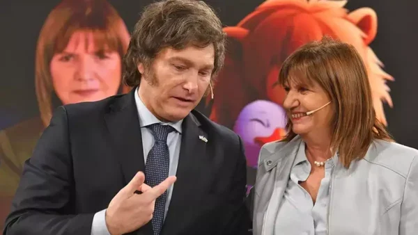 Javier Milei y Patricia Bullrich riendo en TN