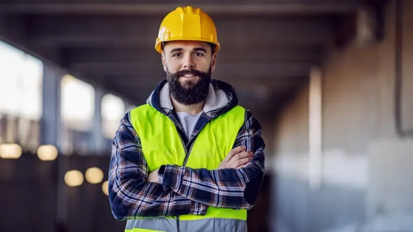 Trabajador de la construcción con los bazos cruzados