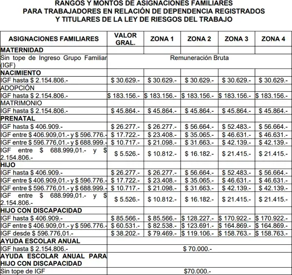 Primera planilla de asignaciones familiares