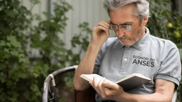 Jubilado de la Anses leyendo un libro