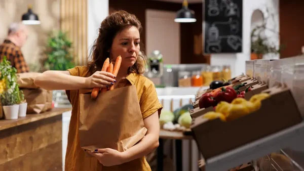 Mujer comprando en un mercado