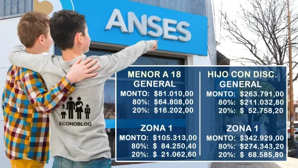 Montos de AUH en agosto de 2024