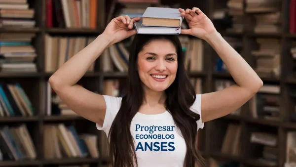 Titular de Becas Progresar con remera de Anses