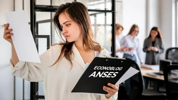 Mujer con planillas de Anses