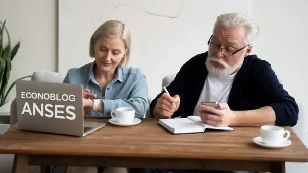 Jubilados en una computadora de Anses