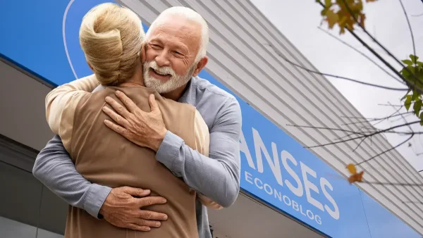 Jubilados abrazados en Anses