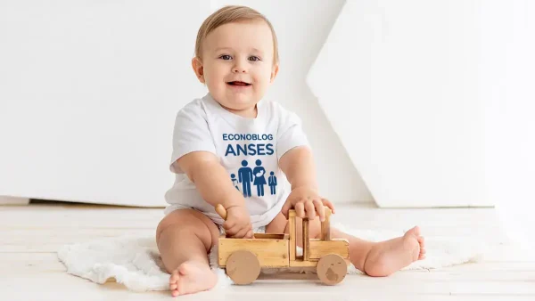 Bebé con remera de AUH de Anses