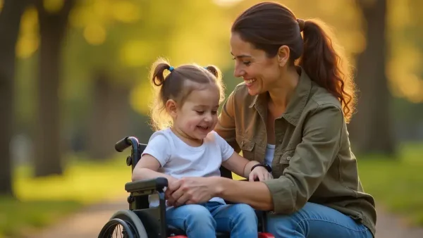 Mamá con su hija con discapacidad