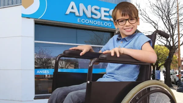 Niño con discapacidad en silla de ruedas en Anses