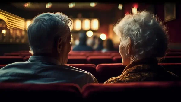 Pareja de jubilados en el teatro