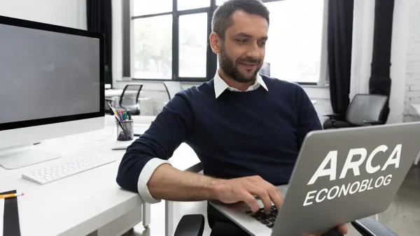 Hombre frente a una computadora de ARCA
