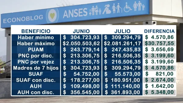 Diferencia del aumento de Anses