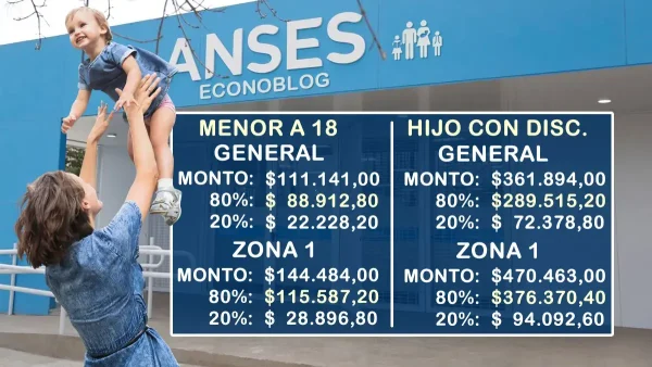 Montos de AUH en julio de 2025