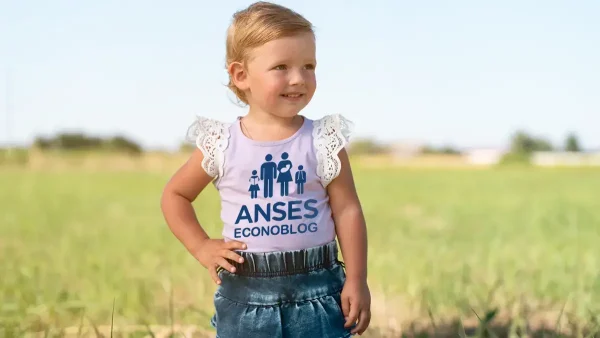 Niña de la AUH con remera de Anses