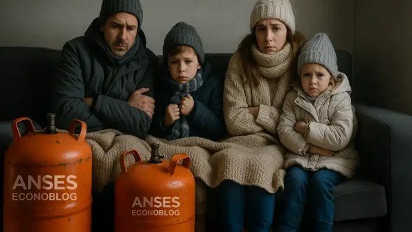 Familia del programa Hogar con garrafa de Anses