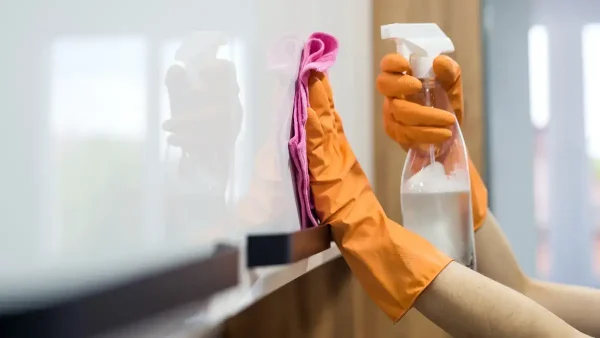 Empleado del servicio doméstico trabajando