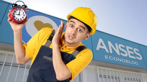 Trabajador preocupado con un reloj en Anses