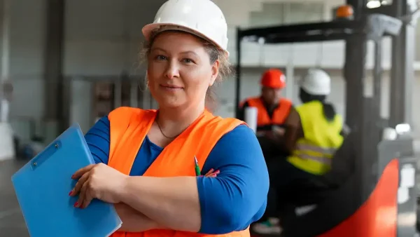 Trabajadora con casco