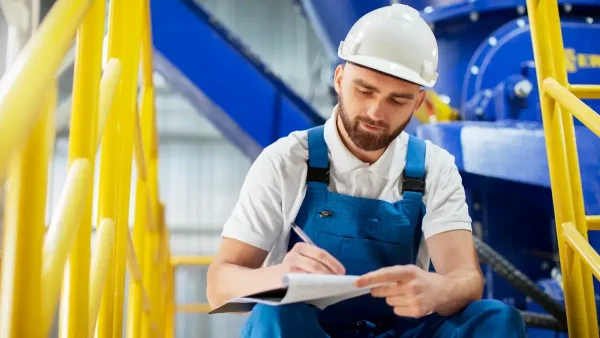 Trabajador con una libreta