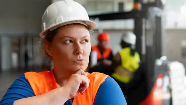 Trabajadora pensando