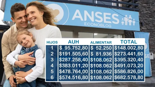 Importes de AUH y Tarjeta Alimentar