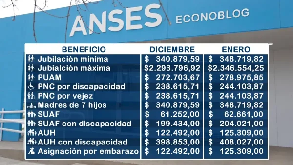 Montos para enero de 2026